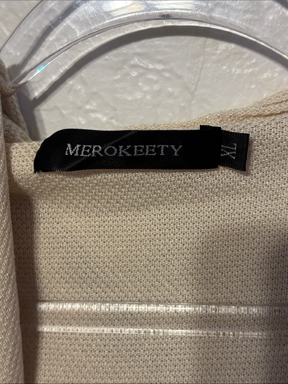 🎼 Merokeety Light Cream Hooded Open-Front Cardigan size XL GUC - Picture 7 of 10